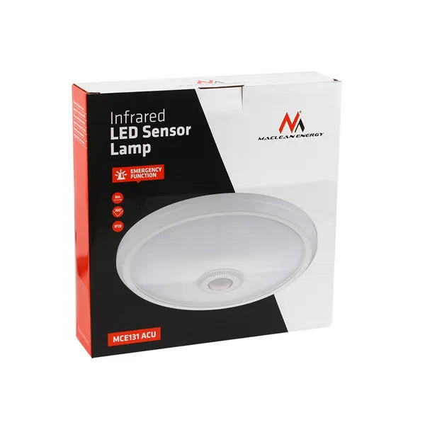 LED plafon 12W mozgás- és fényérzékelővel, vészakkumulátor, 4000K