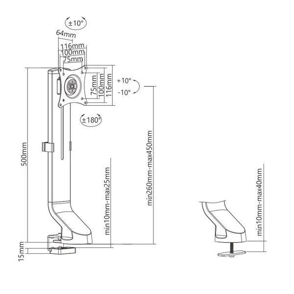 Univerzális asztali monitor tartó 17–32”, 8 kg, VESA 75/100
