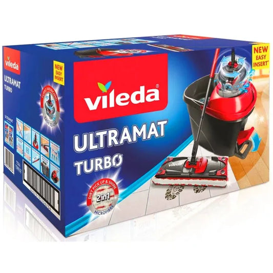 Vileda Ultramat Turbo lapos felmosó szett vödörrel és 55-130 cm teleszkópos nyél