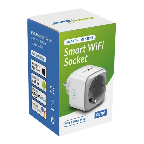 WiFi okos konnektor, 16 A/3840 W, időzítő, Alexa-Google Home
