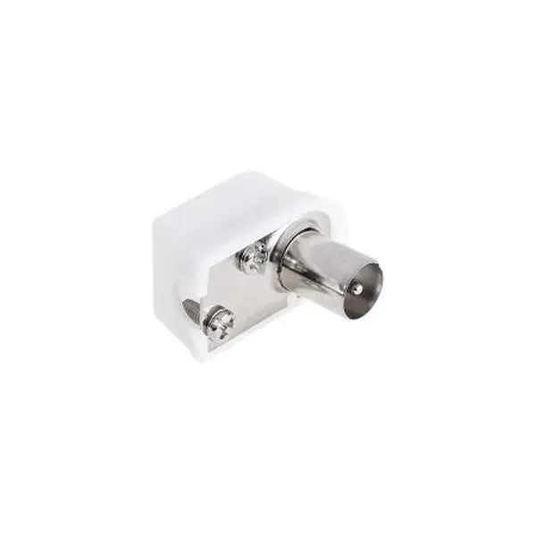 Fehér derékszögű koaxiális TV antenna dugó, IEC 9,52 mm