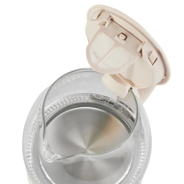 Üveg elektromos vízforraló 1 l, 1100 W, LED világítás, 360° talp