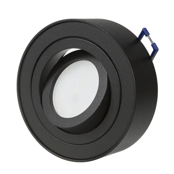 Süllyeszthető alumínium LED spot lámpatest, kerek, fekete, MR16/GU10, 94×32 mm