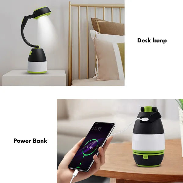 3 az 1-ben LED lámpa, kemping/asztali/zseblámpa, 200 lm, 1500 mAh powerbank