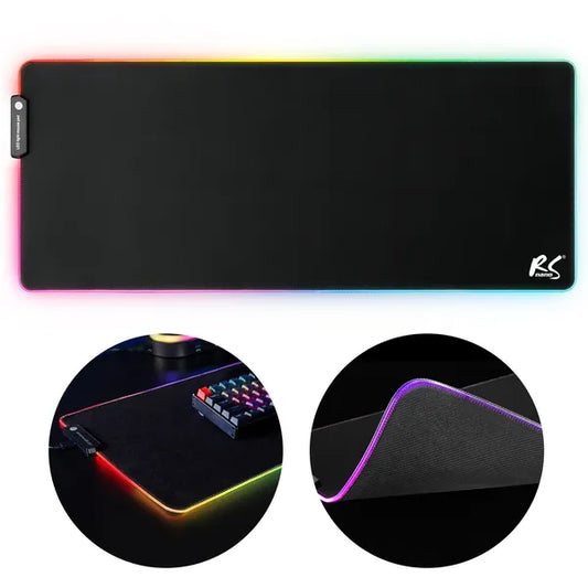 RGB LED világító XXL gamer egér- és billentyűzetpad 80×30 cm, 4 mm