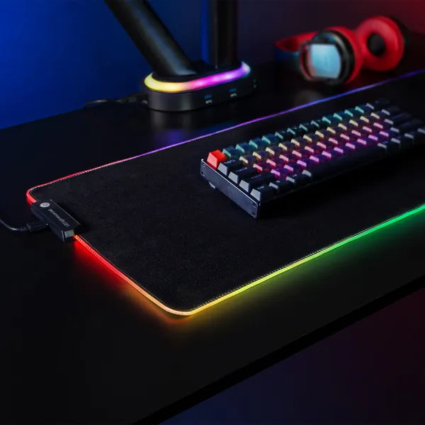 RGB LED világító XXL gamer egér- és billentyűzetpad 80×30 cm, 4 mm