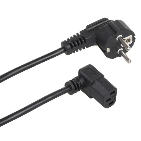 3 m-es hálózati tápkábel, CEE 7/7→C13 90°, 16 A, fekete