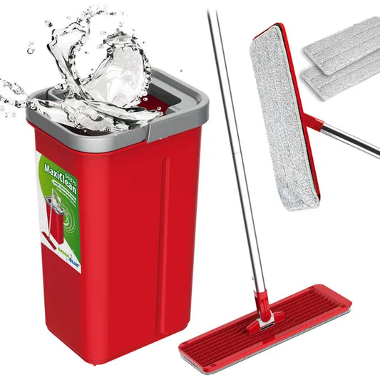Lapos mop vödörrel és csavaróval, 2 mikroszálas betét, 2×5,7 l