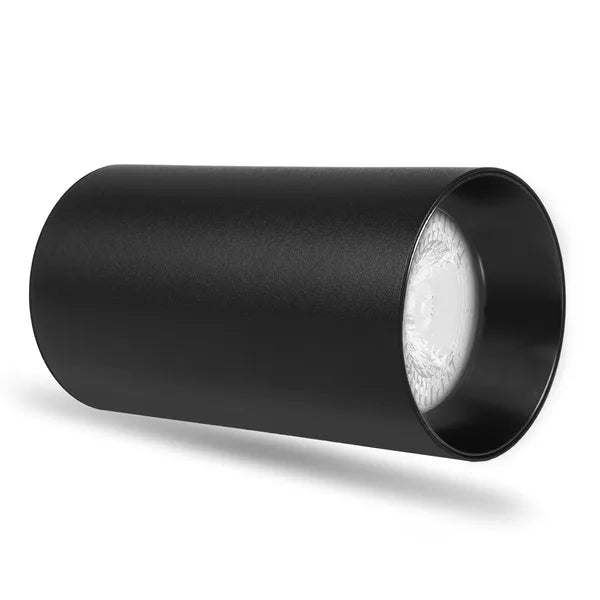 Felületre szerelhető kerek alumínium GU10 lámpatest, 55×100 mm, fekete