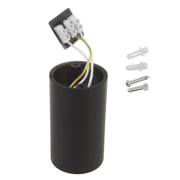 Felületre szerelhető kerek alumínium GU10 lámpatest, 55×100 mm, fekete