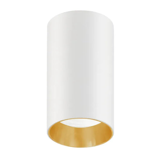 Felületre szerelhető alumínium GU10 spot lámpatest, Ø55x100 mm, fehér/arany