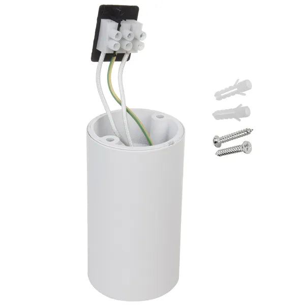 Felületre szerelhető alumínium GU10 spot lámpatest, Ø55x100 mm, fehér/arany