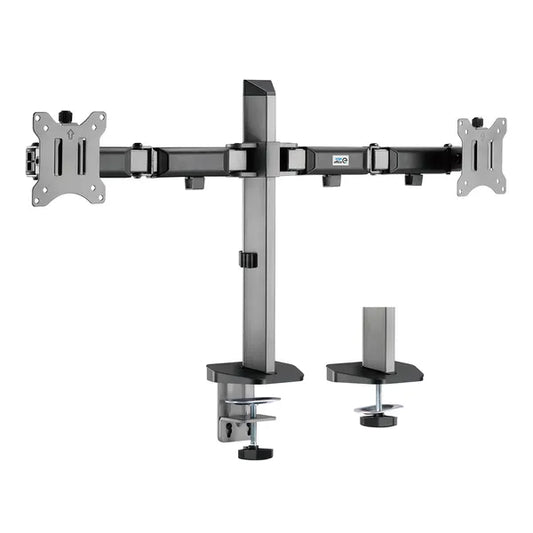Kétmonitoros állítható asztali tartó 17–32″, 2×9 kg, VESA 75x75/100x100