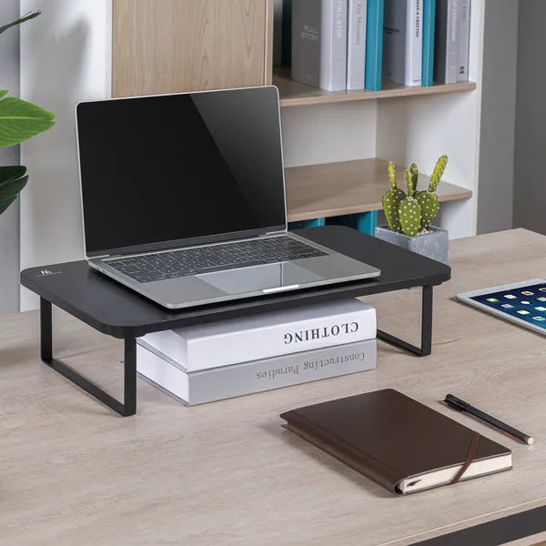 Fekete monitor– és laptopállvány, 50×26 cm, 20 kg teherbírással