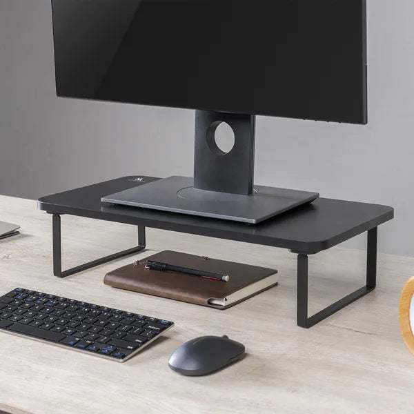 Fekete monitor– és laptopállvány, 50×26 cm, 20 kg teherbírással