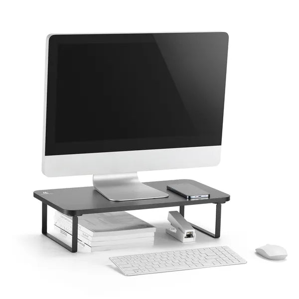 Fekete monitor– és laptopállvány, 50×26 cm, 20 kg teherbírással