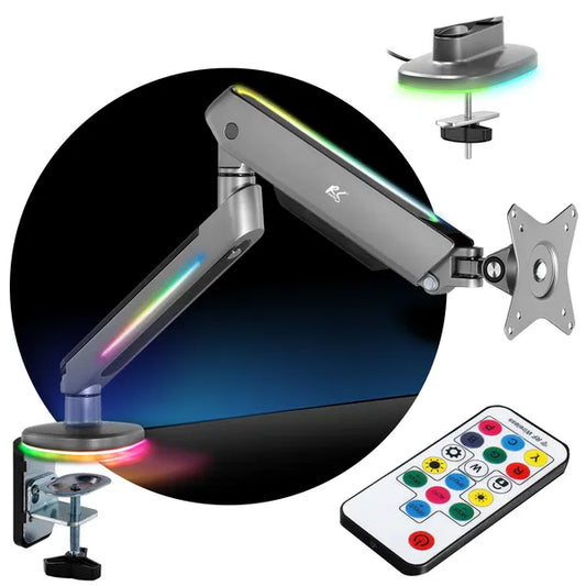 RGB LED világítású gaming monitor kar, 17-32″, 9 kg, VESA 75/100