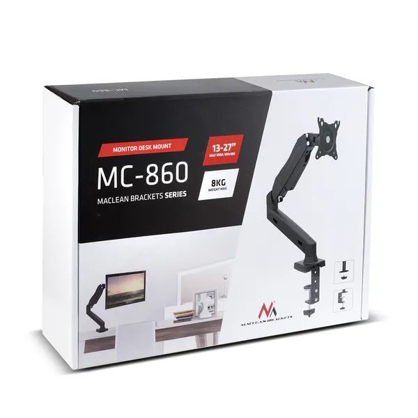 Maclean MC-860 gázrugós monitor tartókar 13–27”, 8 kg, fekete