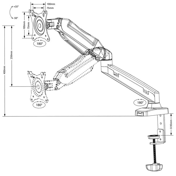 Maclean MC-860 gázrugós monitor tartókar 13–27”, 8 kg, fekete