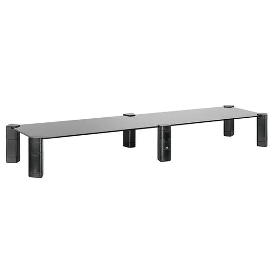Kettős monitorállvány edzett üveg polccal, 100×24 cm, 20 kg terhelhetőség