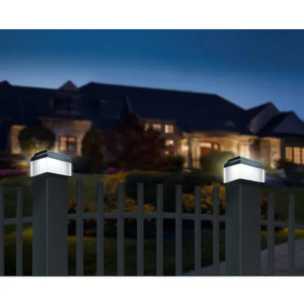 Napelemes LED oszlopsapka, 100×100 mm, neutrál fehér, fekete