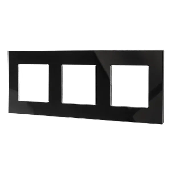 Maclean hármas üvegkeret, fekete, 228×86 mm, frameless aljzatokhoz
