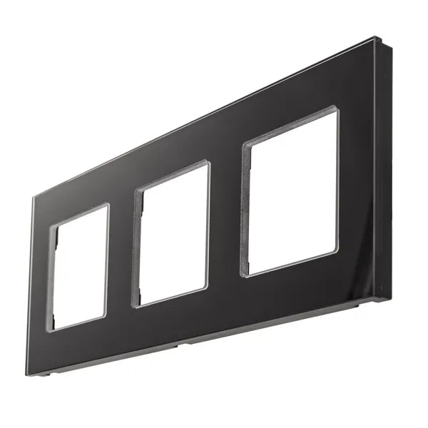 Maclean hármas üvegkeret, fekete, 228×86 mm, frameless aljzatokhoz
