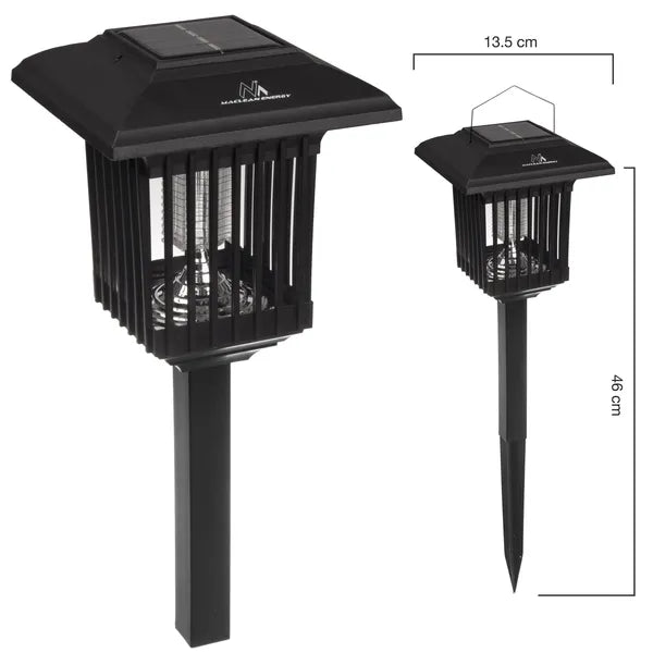 Napelemes LED/UV rovarcsapda lámpa, IP44, 8 h üzem, akkus, 2 üzemmód, 51 cm