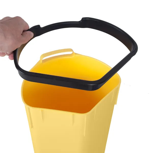 Háromrekeszes szelektív szemetes, pedálos, 40 l, fekete műanyag