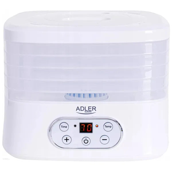 Adler AD 6658 élelmiszer-szárító, 5 tálca, LCD, 550 W, 35-70 °C