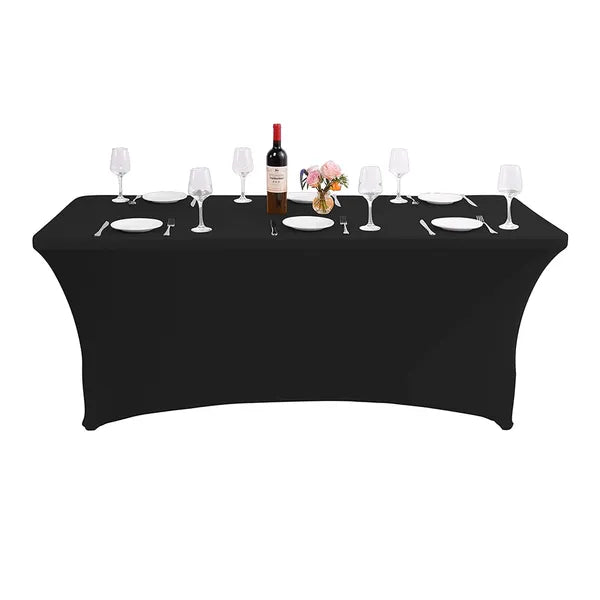 Fekete spandex rugalmas catering asztalterítő 180×75×74 cm (GB372)