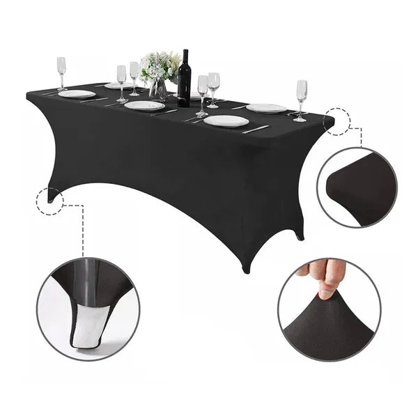 Fekete spandex rugalmas catering asztalterítő 180×75×74 cm (GB372)