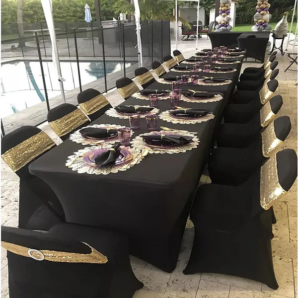 Fekete spandex catering székhuzat 88×50×45 cm, rugalmas illeszkedés