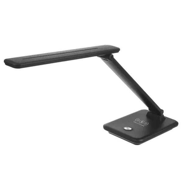 LED íróasztali lámpa 9 W, 450 lm, állítható színhő, Qi töltő, fekete