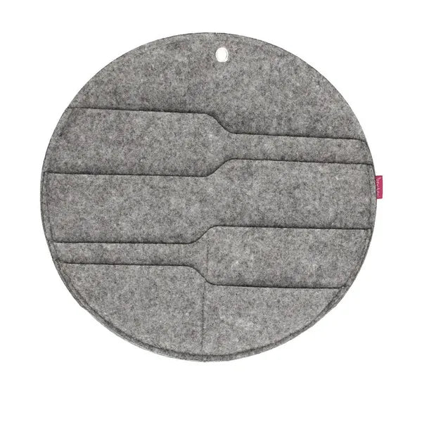 Szürke filc fali kör organizer zsebekkel, L (Ø35 cm)