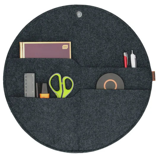 Fali filc kör organizer zsebekkel, antracit, XL, Ø45 cm