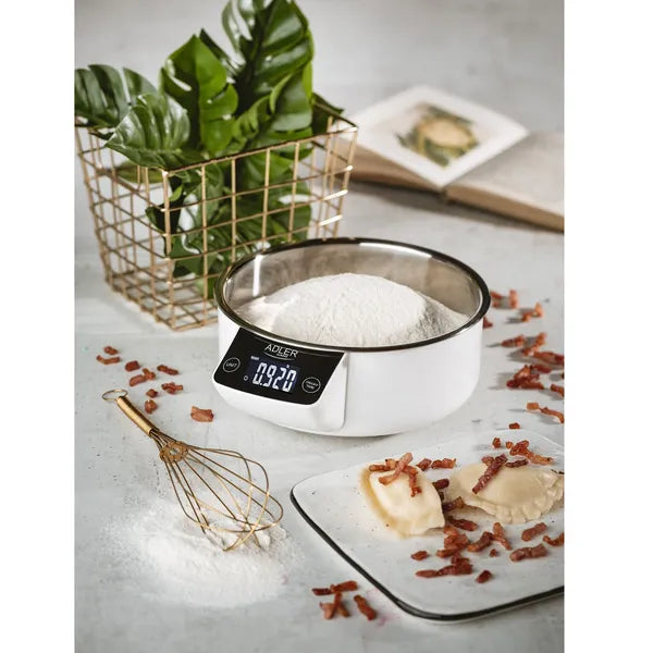 Adler digitális konyhai mérleg acél tálkával, 5 kg/1 g pontosság