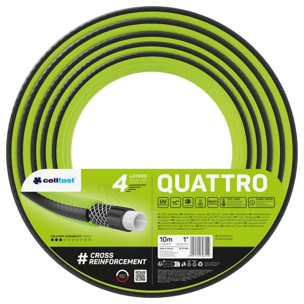 Cellfast Quattro 4 rétegű kerti tömlő 1" 10 m UV- és algamentes