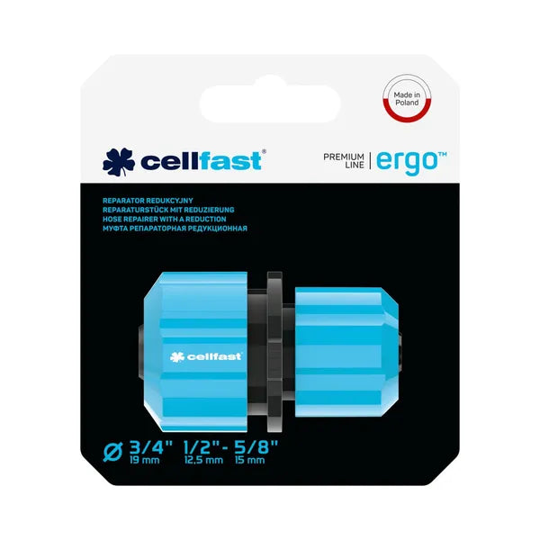 Cellfast Ergo tömlő javító toldó, redukció 1/2–3/4″, ABS