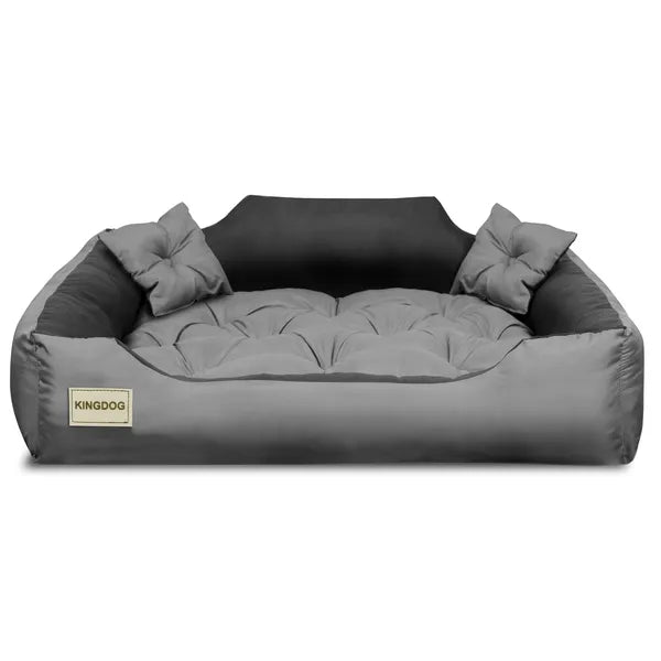 Szürke-fekete mikroszálas kutya-macska fekhely 80×60/100×75 cm 2 párnával