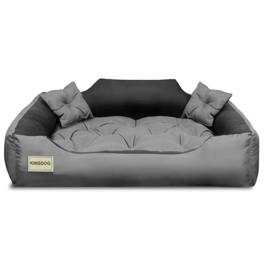Szürke-fekete mikroszálas kutya-macska fekhely 80×60/100×75 cm 2 párnával