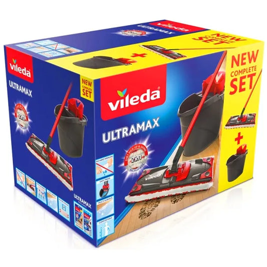 Vileda Ultramax lapos felmosó szett, 34 cm fej, 120 cm nyél, vödör