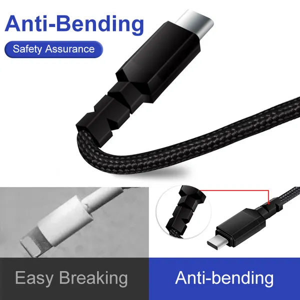 USB-C–USB-C adat- és töltőkábel, 1 m, 15 W/3 A, QC 3.0, fekete, nylon