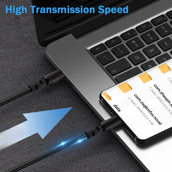 Maclean 2 m USB-C-USB-C adat- és QC3.0 gyorstöltő kábel 15 W 3 A fekete