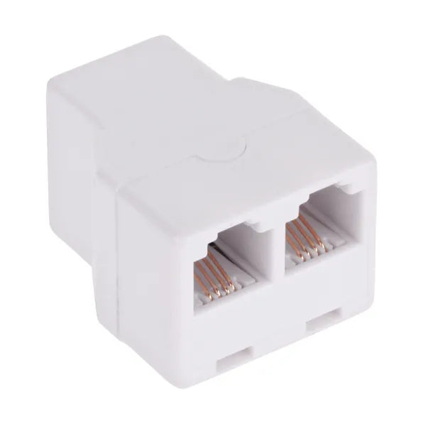 RJ11 telefon elosztó 2×6P4C aljzattal, fehér adapter