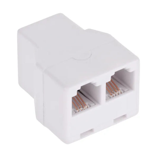 RJ11 telefon elosztó 2×6P4C aljzattal, fehér adapter