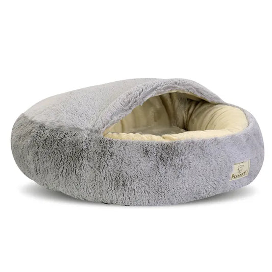 Shaggy Fluffy kupolás kisállat fekhely minky plüss, világosszürke Ø50 cm