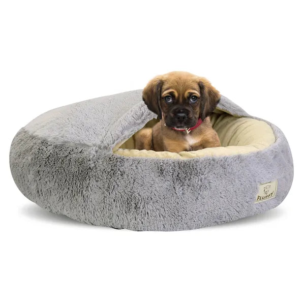 Shaggy Fluffy kupolás kisállat fekhely minky plüss, világosszürke Ø50 cm