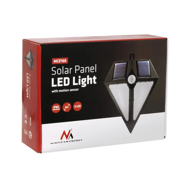 LED szolár fali lámpa 6 LED, mozgás- és alkonykapcsolóval, IP65