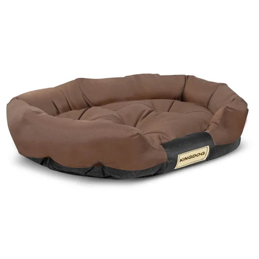 Ovális kutyaágy XXL 130x105 cm barna, vízálló codura, mosható